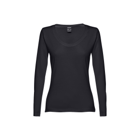 THC BUCHAREST WOMEN II. Long-sleeved scoop neck fitted T-shirt for women. 100% carded cotton