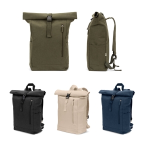 SAINT. Roll top backpack in recycled cotton and recycled polyester (380 g/m²)