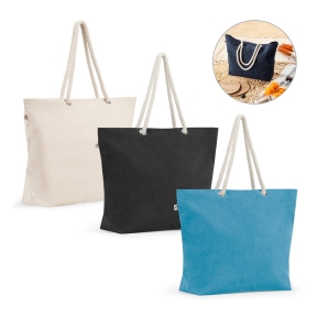 ATHENS. Beach bag in recycled cotton (70%) and recycled polyester (30%) (220 g/m²)