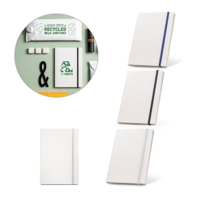 MILKY. A5 notebook with rigid cover in 100% recycled paper