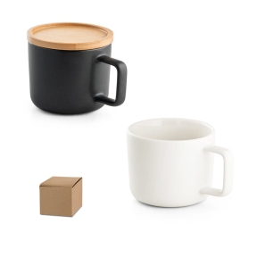 FANGIO. 220 mL ceramic mug with lid and bamboo base