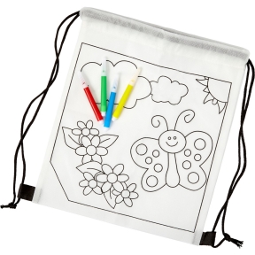 Drawstring bag for colouring, felt tip pens