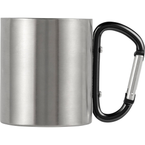 Metal mug 185 ml with carabiner clip