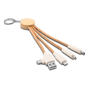 Cork charging cable B'RIGHT, bamboo element, keyring | Antez