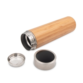 Bamboo thermos 500 ml with sieve stopping dregs and touch digital beverage temperature display | Georgia