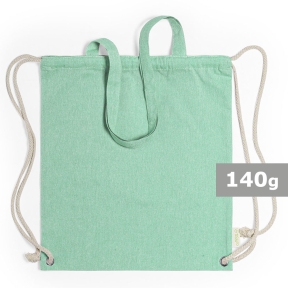 Recycled cotton bag 2 in 1, drawstring bag and shopping bag
