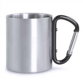 Metal mug 210 ml with carabiner clip
