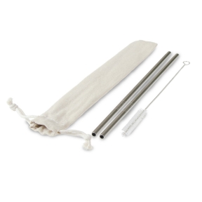 Reusable drinking straw set, 2 pcs with cleaning brush | Monim