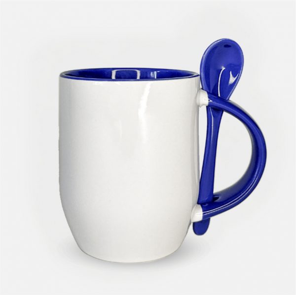 Mug with colored interior and spoon