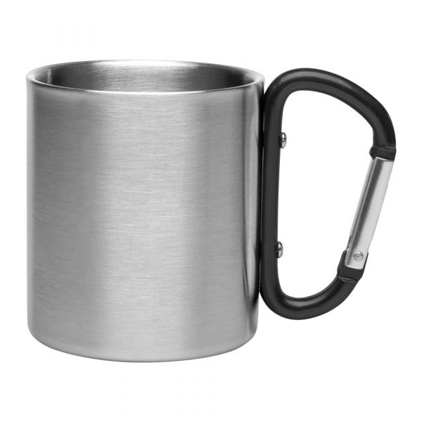 Travel mug with carabiner