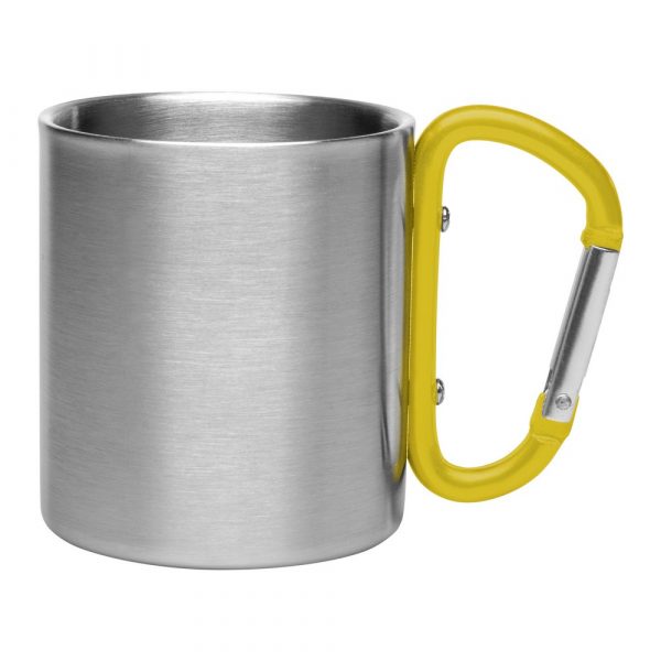 Travel mug with carabiner