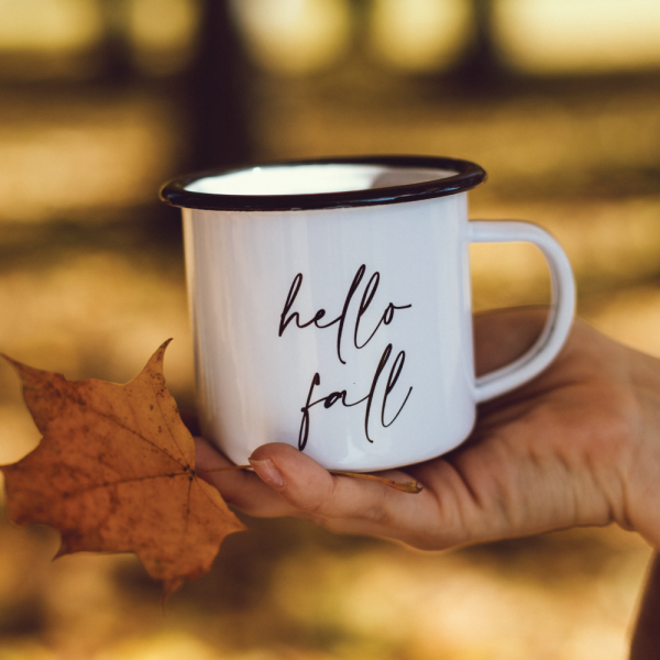 Metal cup "hello fall"