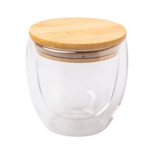 Glass mug with bamboo lid R08266