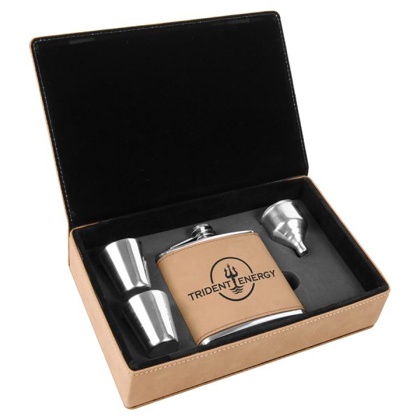 Leather flask gift set FSK301