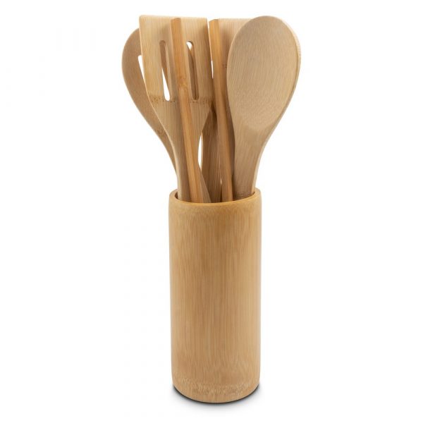Bamboo kitchen set in stand V0904