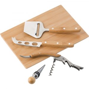 Bamboo cheese and wine set V4886