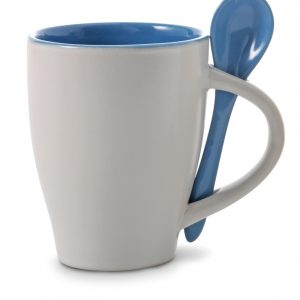 Ceramic mug 300 ml with spoon V5269