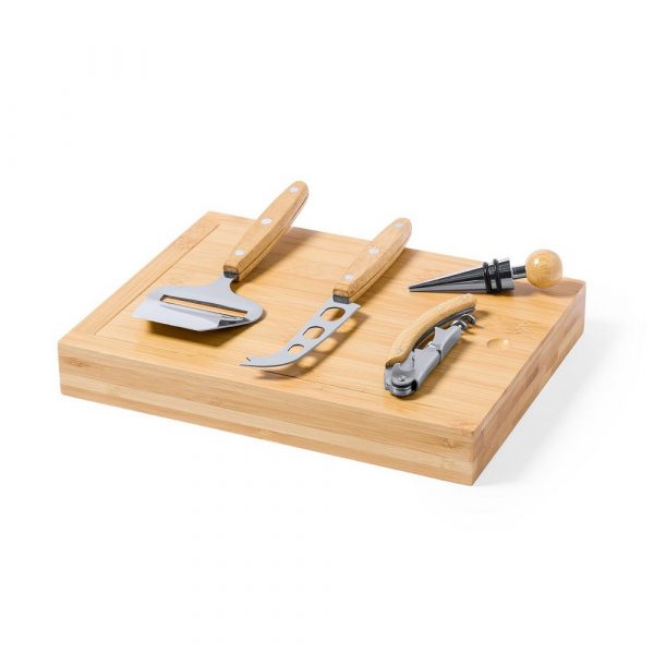Bamboo cheese and wine set V8239