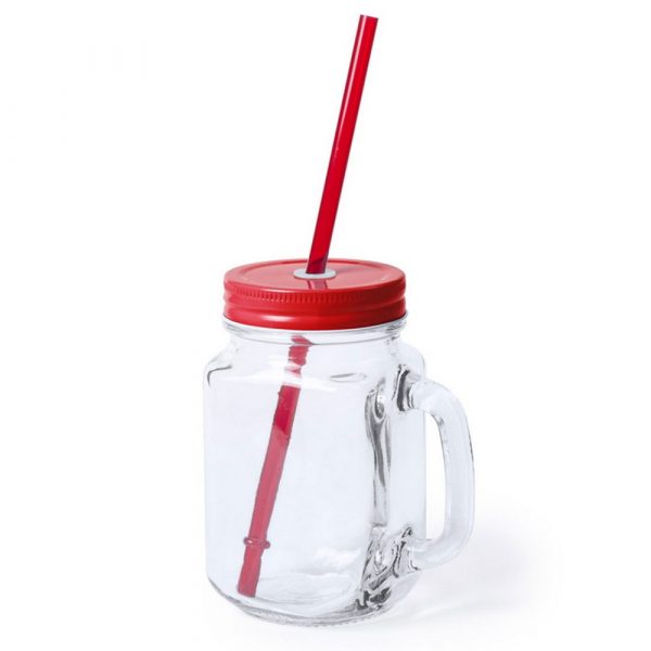 Jar 500 ml with straw V8983