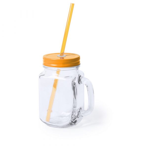 Jar 500 ml with straw V8983