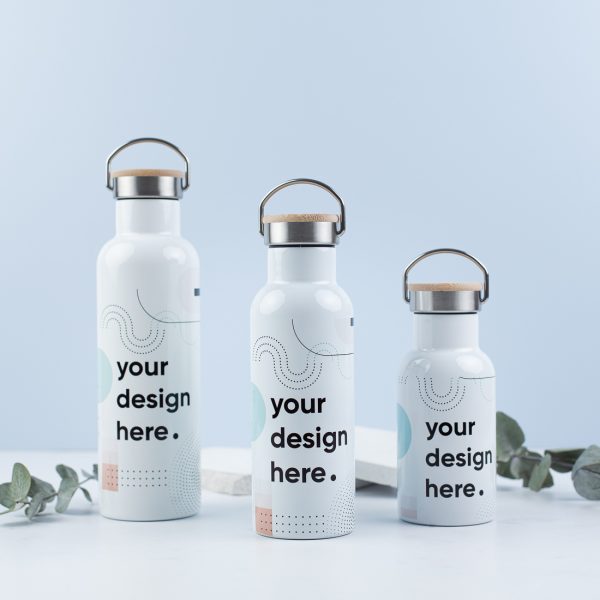 Water bottles with bamboo lids